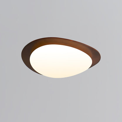 Pebble Walnut Ceiling Light ∅ 15″ x H 3.1″ / Dia 38cm x H 8cm / Walnut Wood / Warm Light Ceiling lamp