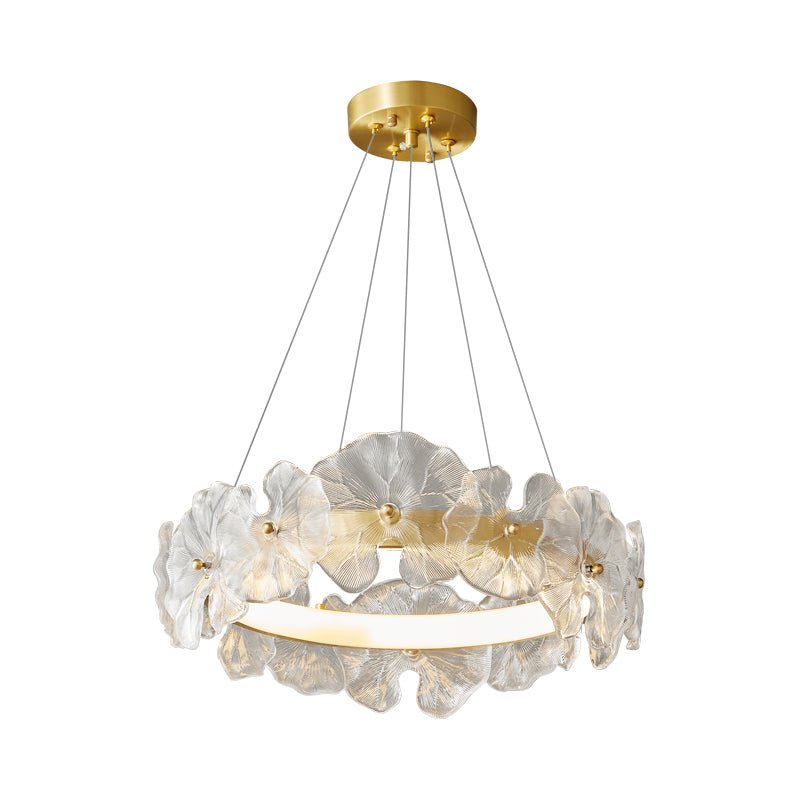 Petal Halo Chandelier Round style: ∅ 15.7″ x H 5.9″ / Brass / Three-Color Changing Light Chandelier