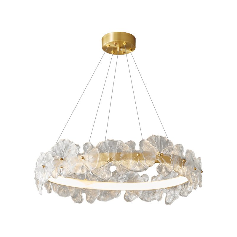 Petal Halo Chandelier Round style: ∅ 23.6″ x H 5.9″ / Brass / Three-Color Changing Light Chandelier