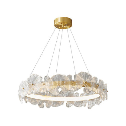 Petal Halo Chandelier Round style: ∅ 23.6″ x H 5.9″ / Brass / Three-Color Changing Light Chandelier