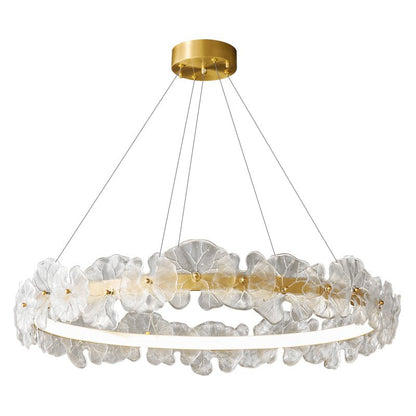 Petal Halo Chandelier Round style: ∅ 31.5″ x H 5.9″ / Brass / Three-Color Changing Light Chandelier