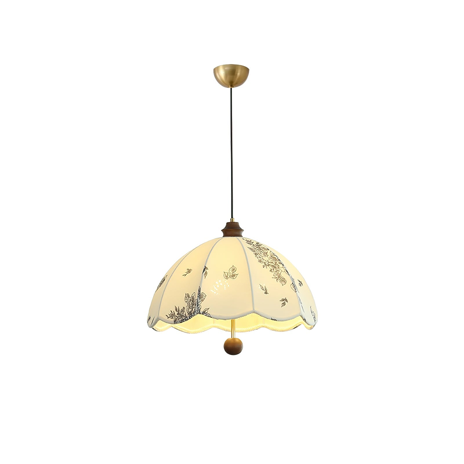 Petal Whisper Pendant Lamp ∅ 15.7″ x H 11″ / Walnut color & White Pendant light
