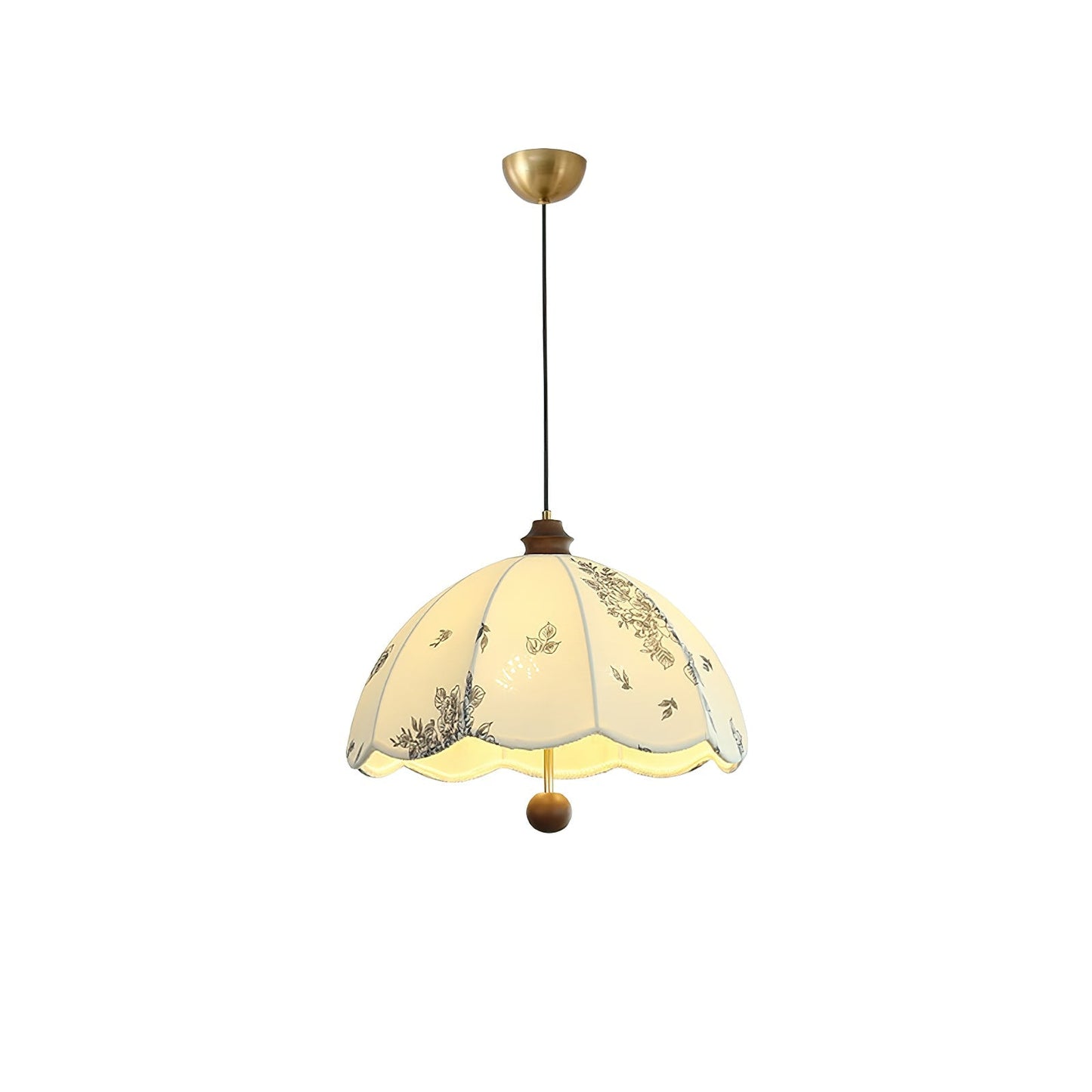 Petal Whisper Pendant Lamp ∅ 19.4″ x H 13.8″ / Walnut color & White Pendant light