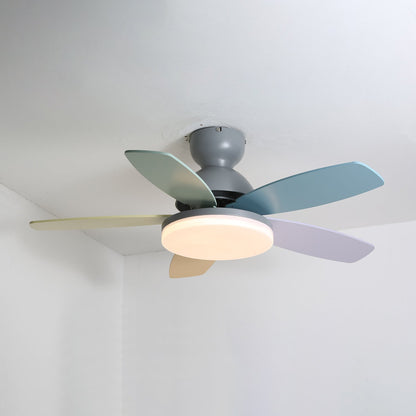 Petalo Ceiling Fan Light Grey & Colourful ∅ 39.4″ x H 11.0″ / Three-color Changing Light