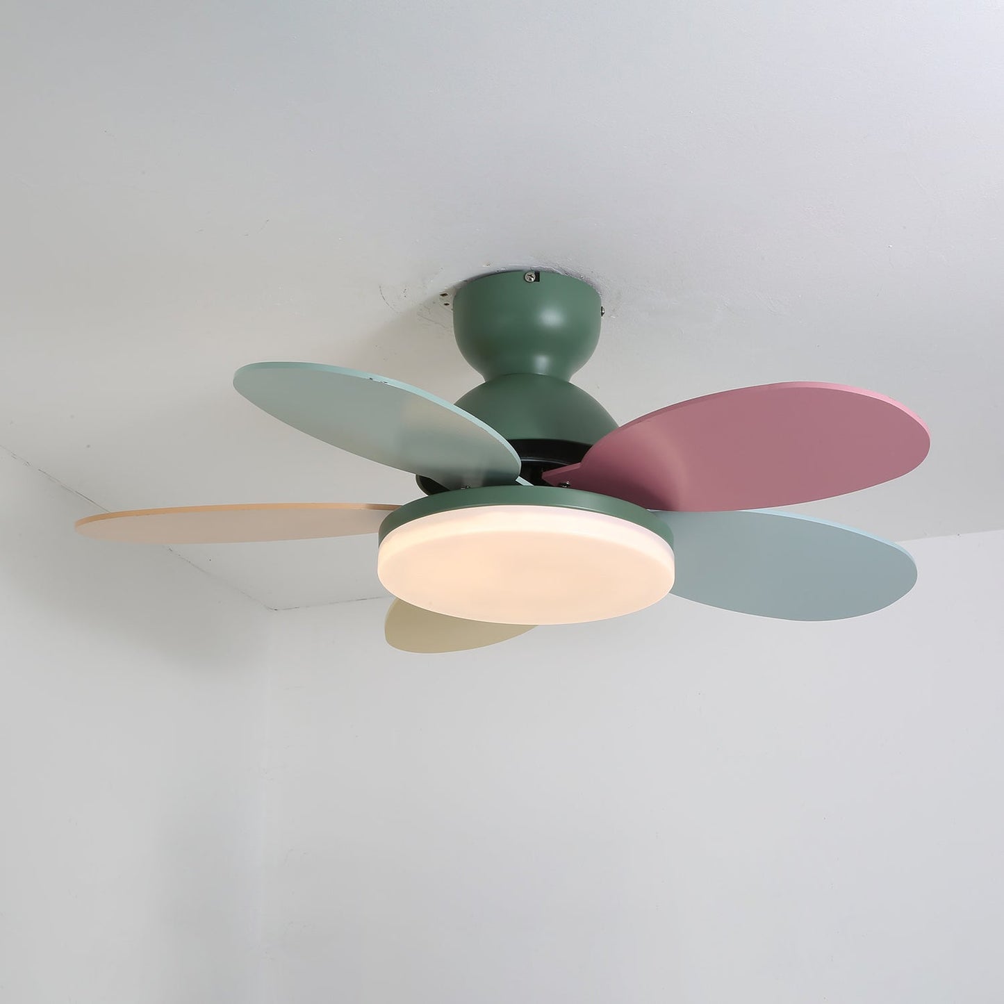 Petalo Ceiling Fan Light Green & Colourful ∅ 35.4″ x H 11.0″ / Three-color Changing Light