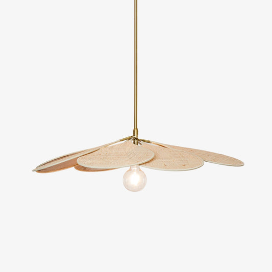 Petals Bloom Rattan Pendant Lamp ∅ 31.5″ x H 5.9″/ Dia 80cm x H 15cm / Nature rattan & Gold Pendant light