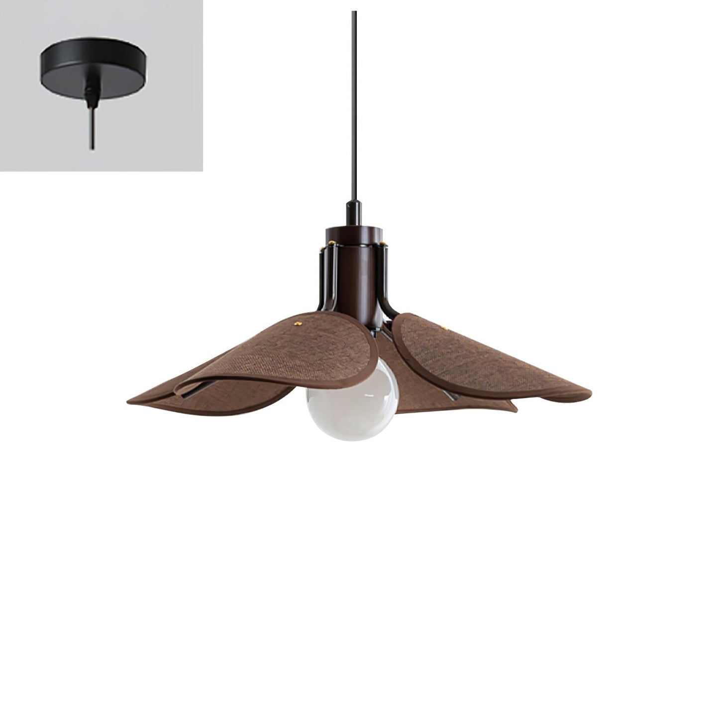 Petal Bloom Pendant Light Model A ∅ 20.5″ x H 8.7″ / Walnut Color & Dark Brown Pendant light