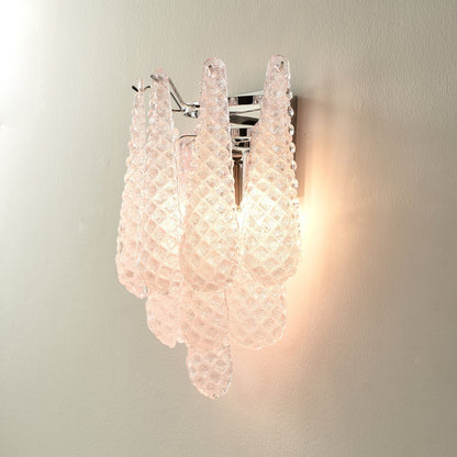 Pink Waffle Wall Sconce ∅ 11.4″ x H 15.7″ / Chrome & Pink Wall lamp