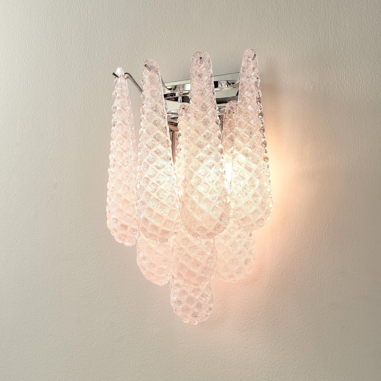 Pink Waffle Wall Sconce ∅ 11.4″ x H 15.7″ / Chrome & Pink Wall lamp