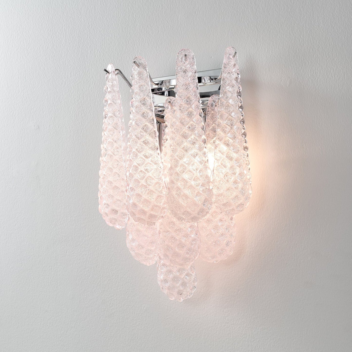 Pink Waffle Wall Sconce ∅ 11.4″ x H 15.7″ / Chrome & Pink Wall lamp