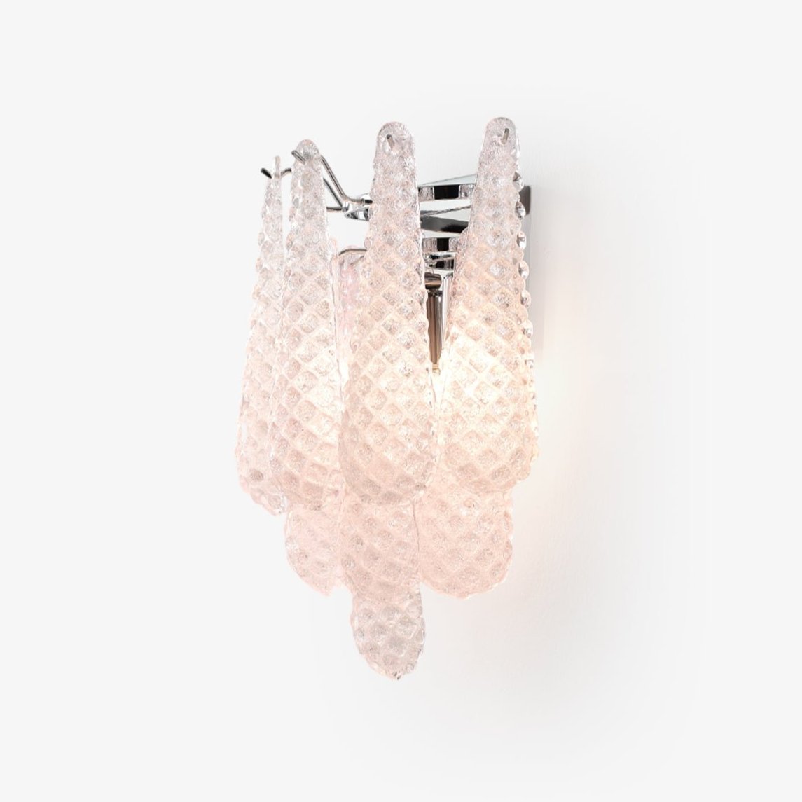 Pink Waffle Wall Sconce ∅ 11.4″ x H 15.7″ / Chrome & Pink Wall lamp