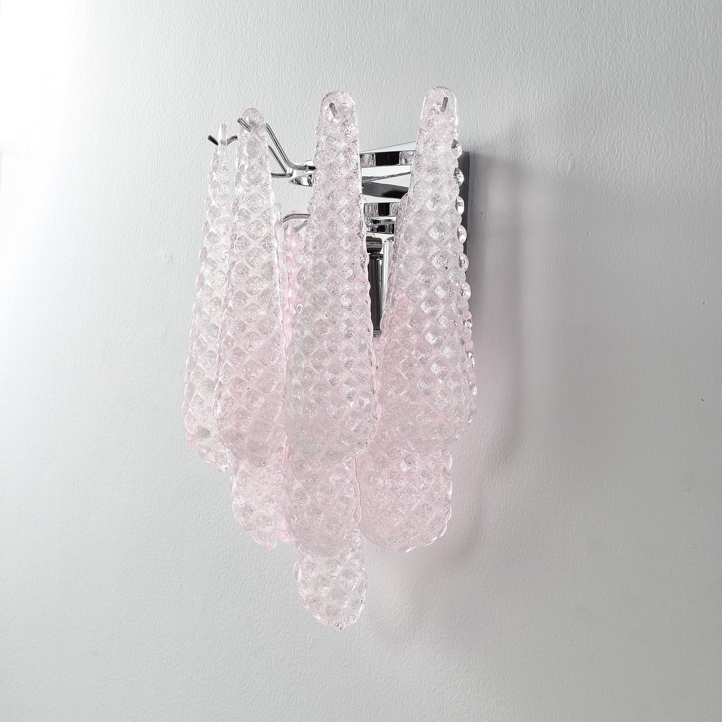 Pink Waffle Wall Sconce ∅ 11.4″ x H 15.7″ / Chrome & Pink Wall lamp