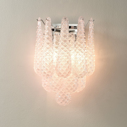 Pink Waffle Wall Sconce ∅ 11.4″ x H 15.7″ / Chrome & Pink Wall lamp