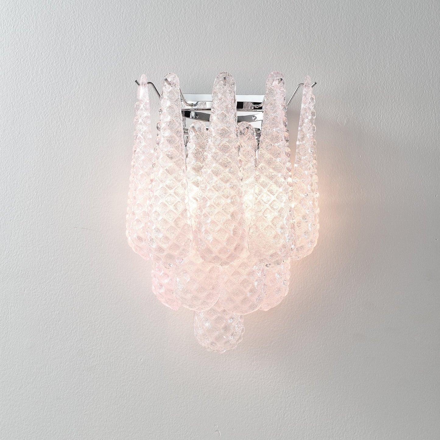 Pink Waffle Wall Sconce ∅ 11.4″ x H 15.7″ / Chrome & Pink Wall lamp