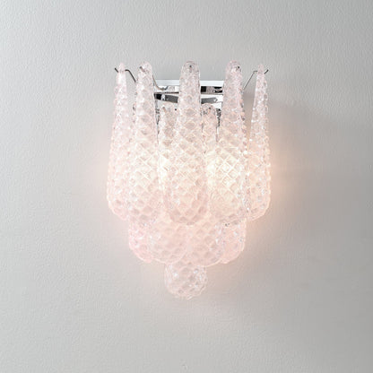 Pink Waffle Wall Sconce ∅ 11.4″ x H 15.7″ / Chrome & Pink Wall lamp