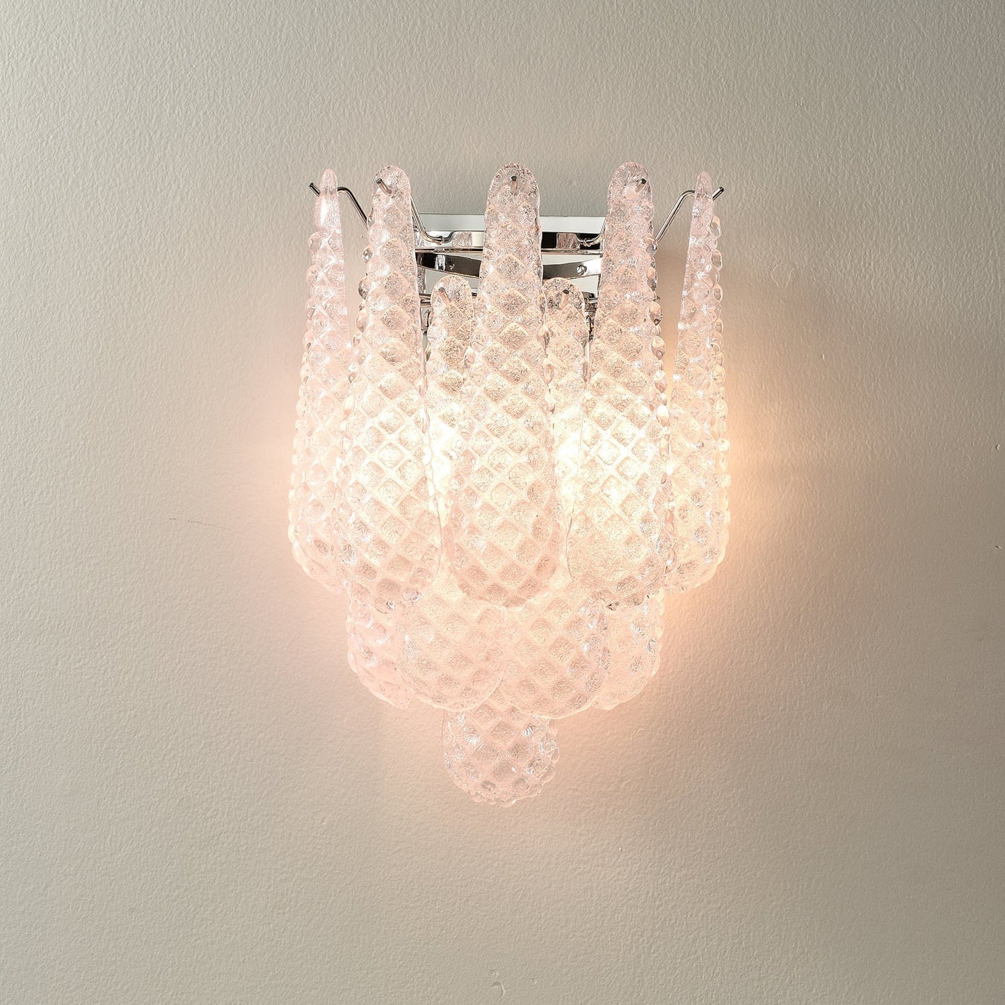 Pink Waffle Wall Sconce ∅ 11.4″ x H 15.7″ / Chrome & Pink Wall lamp