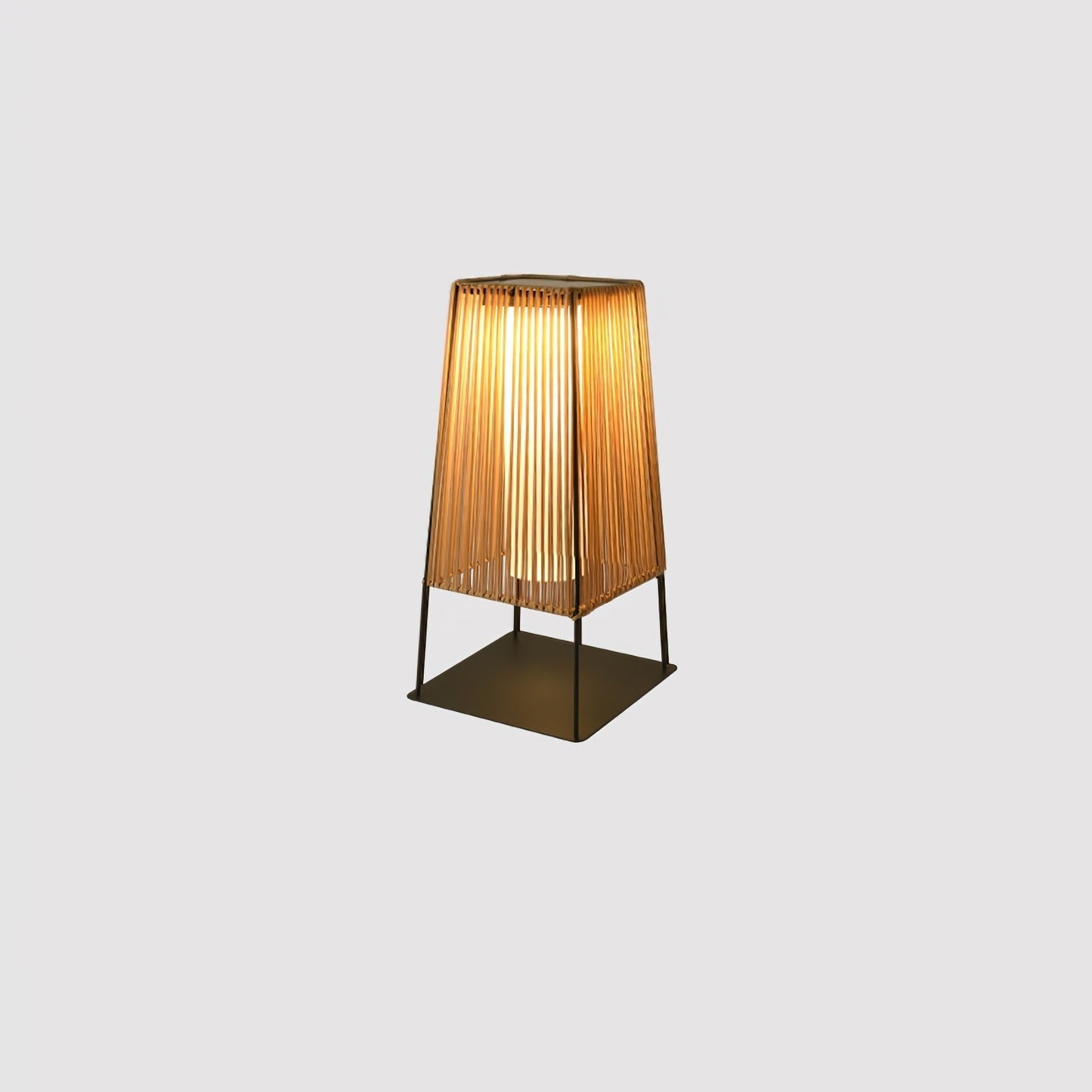 Plastic Rattan Outdoor Post Light L 9.4″ x W 9.4″ x H 18.9″ / L 24cm x W 24cm x H 48cm / Model A: Wired Version / Warm