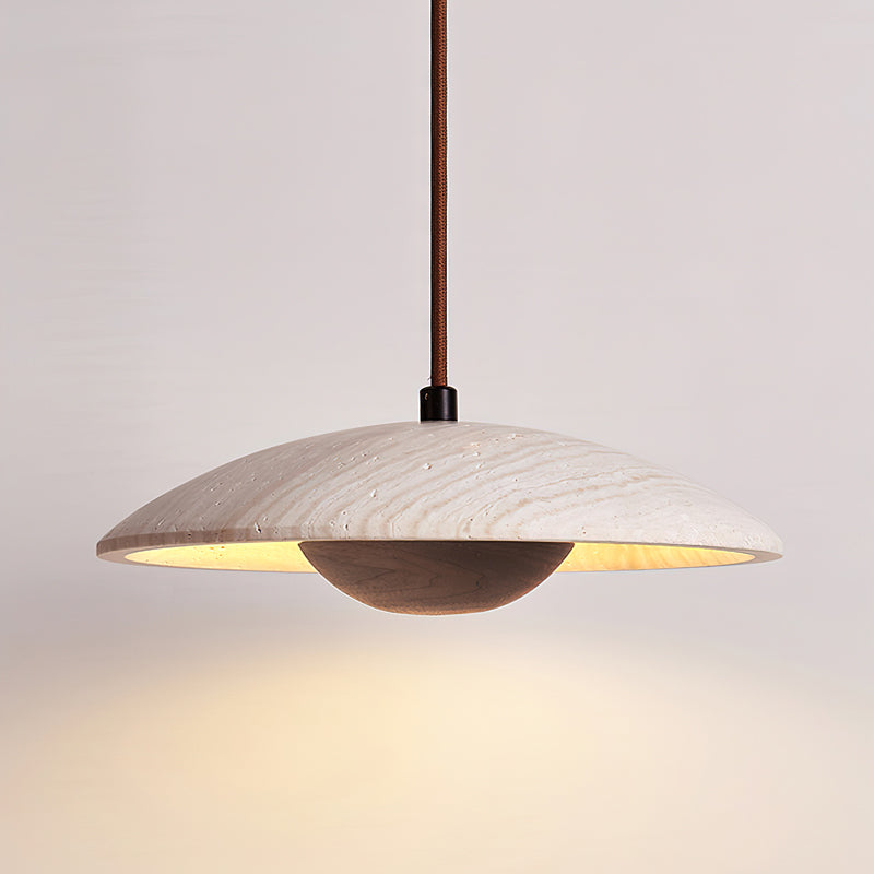 Solara Wood Pendant Lamp ∅ 9.8’’ x H 3.1’’ / Walnut Color / Warm Light pendant Lamp