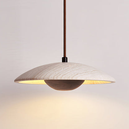 Solara Wood Pendant Lamp ∅ 9.8’’ x H 3.1’’ / Walnut Color / Warm Light pendant Lamp