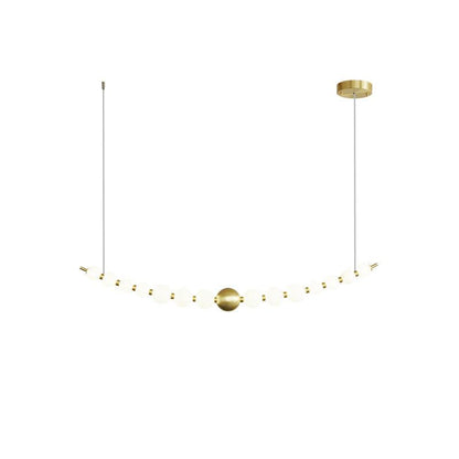 Pearl Chain Pendant Lamp ∅ 49.2″ x H 5.9″ / Dia 125cm x H 15cm / Brass & White / Warm Light Pendant light