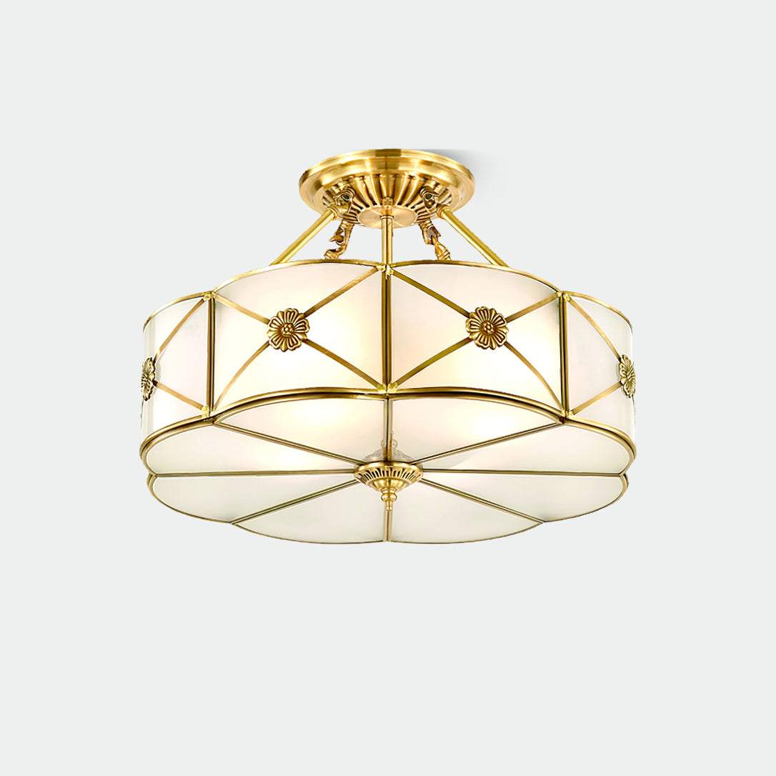 Preston Ceiling Lamp ∅ 17.7″ x H 11.8″ / Dia 45cm x H 30cm / Brass & White Ceiling lamp