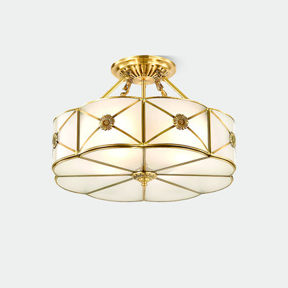Preston Ceiling Lamp ∅ 17.7″ x H 11.8″ / Dia 45cm x H 30cm / Brass & White Ceiling lamp