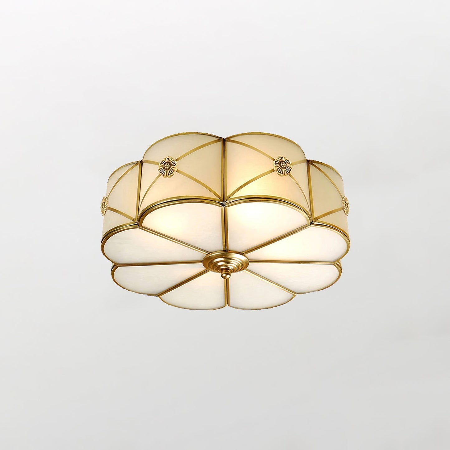 Preston Ceiling Lamp ∅ 17.7″ x H 5.9″ / Dia 45cm x H 15cm / Brass & White Ceiling lamp