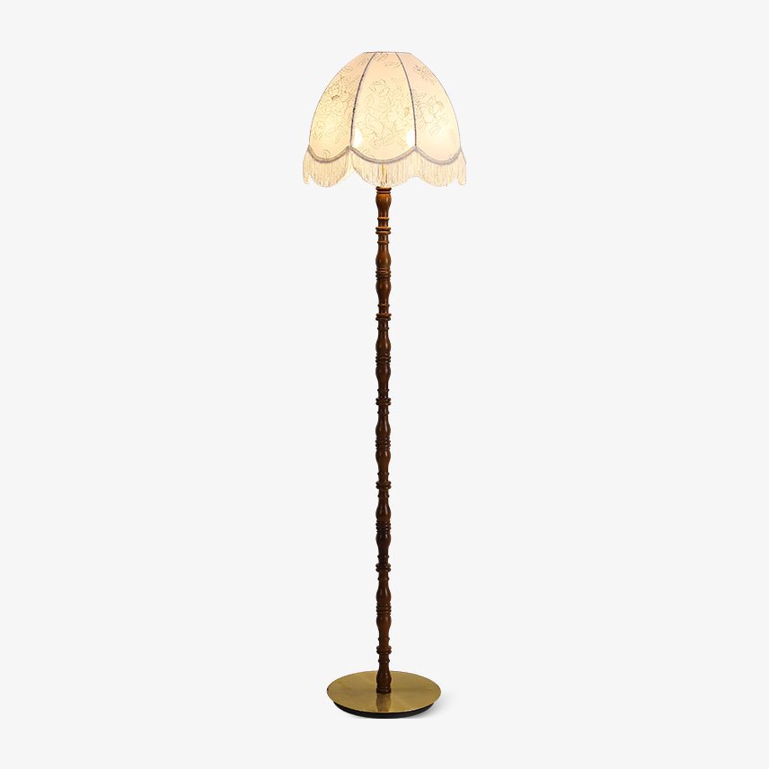 Printed Tassel Floor Lamp ∅ 15.7″ x H 65″ / Walnut Color & White / US Plug Floor lamp
