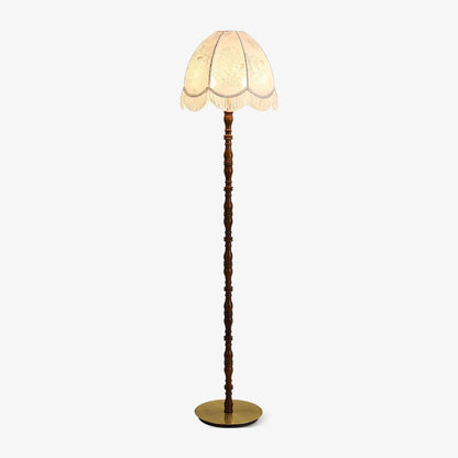 Printed Tassel Floor Lamp ∅ 15.7″ x H 65″ / Walnut Color & White / US Plug Floor lamp