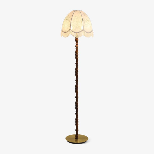 Printed Tassel Floor Lamp ∅ 15.7″ x H 65″ / Walnut Color & White / US Plug Floor lamp