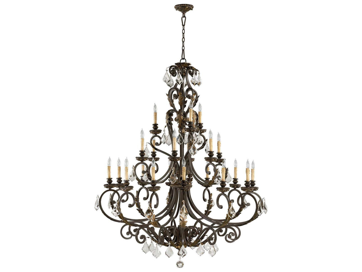 Quorum Rio Salado 21-Light Toasted Sienna with Mystic Silver Candelabra Chandelier