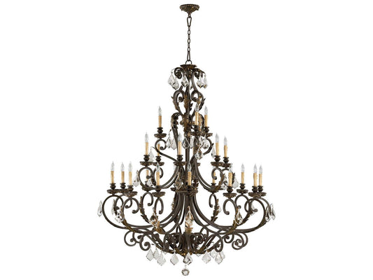 Quorum Rio Salado 21-Light Toasted Sienna with Mystic Silver Candelabra Chandelier
