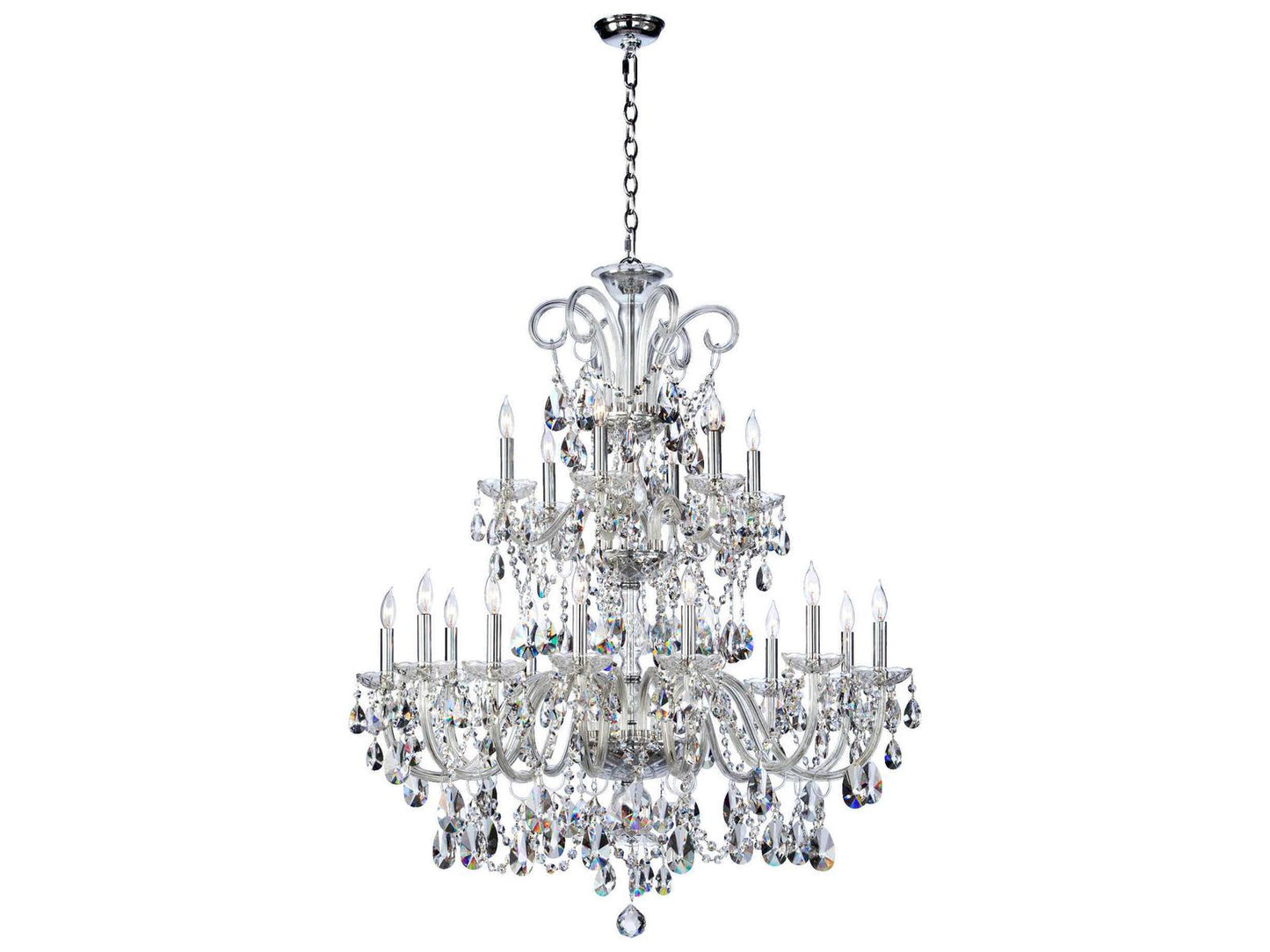 Quorum Bohemian Katerina 18-Light Chrome Crystal Tiered Chandelier