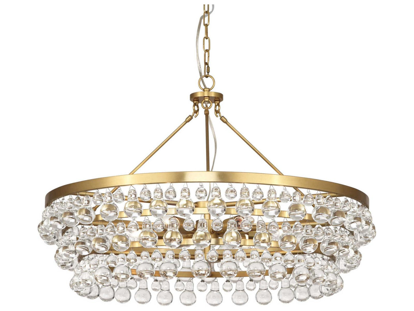 Robert Abbey Bling 6-Light Chandelier with Glass Drops in Antique Brass
