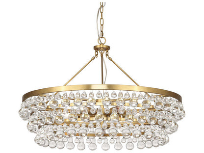 Robert Abbey Bling 6-Light Chandelier with Glass Drops in Antique Brass