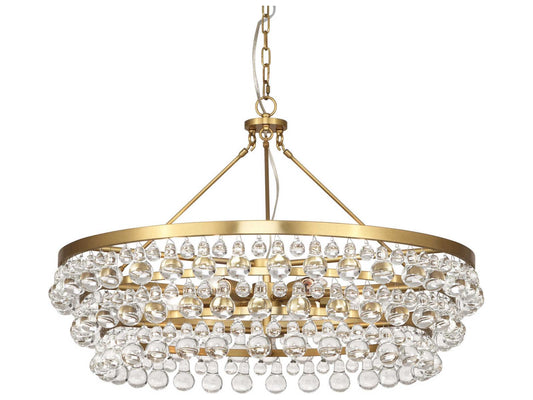 Robert Abbey Bling 6-Light Chandelier with Glass Drops in Antique Brass