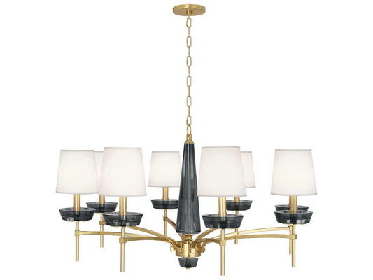 Robert Abbey 8-Light Cristallo Chandelier Modern Brass Smoke Crystal