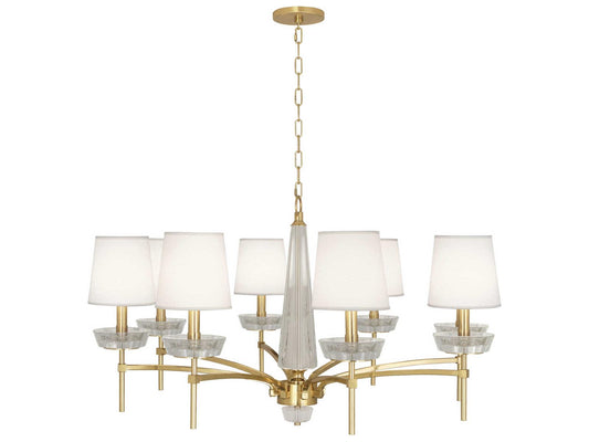 Robert Abbey Cristallo 8-Light Modern Brass Chandelier with Clear Crystal Accents