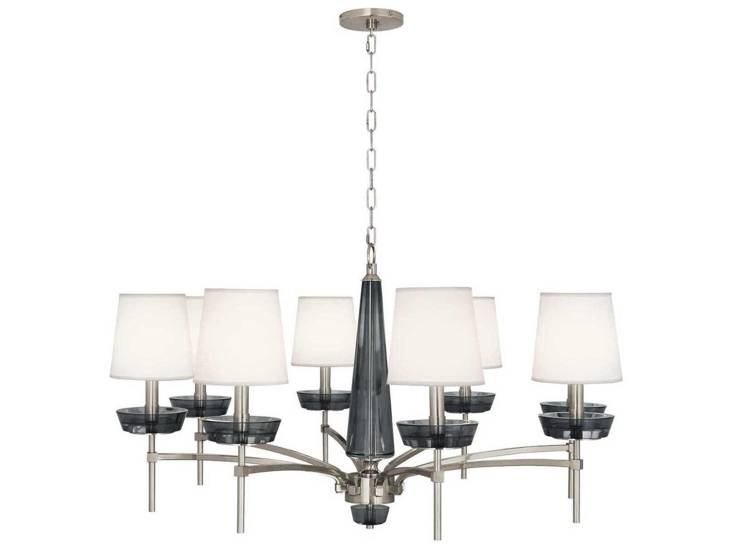 Robert Abbey 8-Light Cristallo Chandelier in Polished Nickel with Smoke Gray Crystal