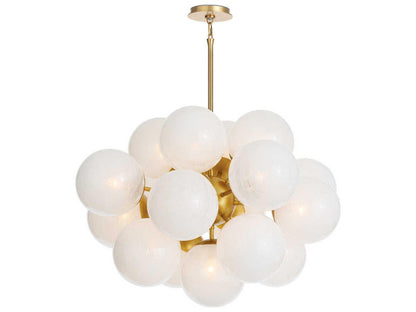 Regina Andrew Shine 17-Light Natural Brass Globe Chandelier with Swirl Glass