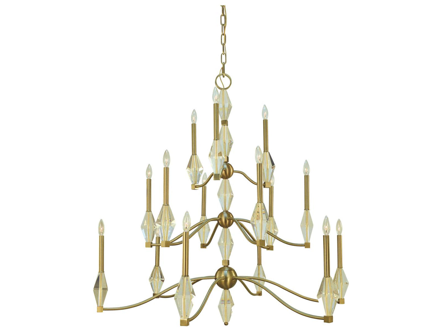 Framburg Vivian 15-Light Brushed Brass Candelabra Chandelier