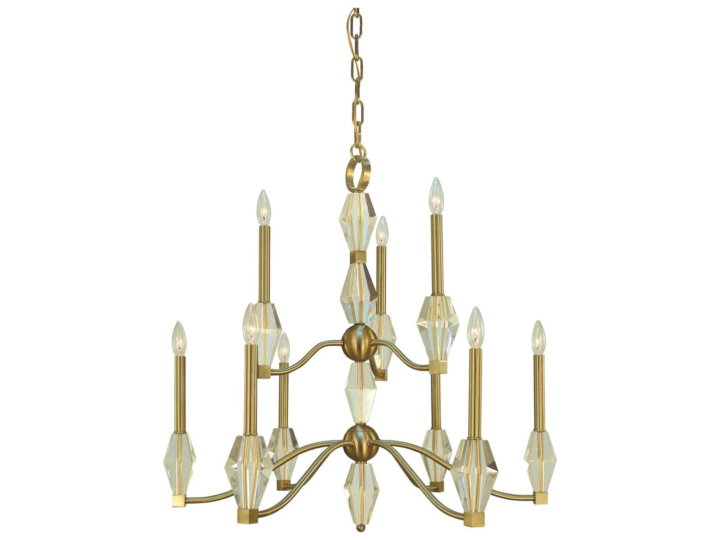 Framburg Vivian 9-Light Candelabra Chandelier in Brushed Brass