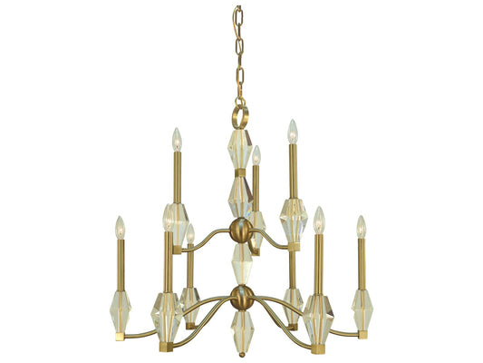 Framburg Vivian 9-Light Candelabra Chandelier in Brushed Brass