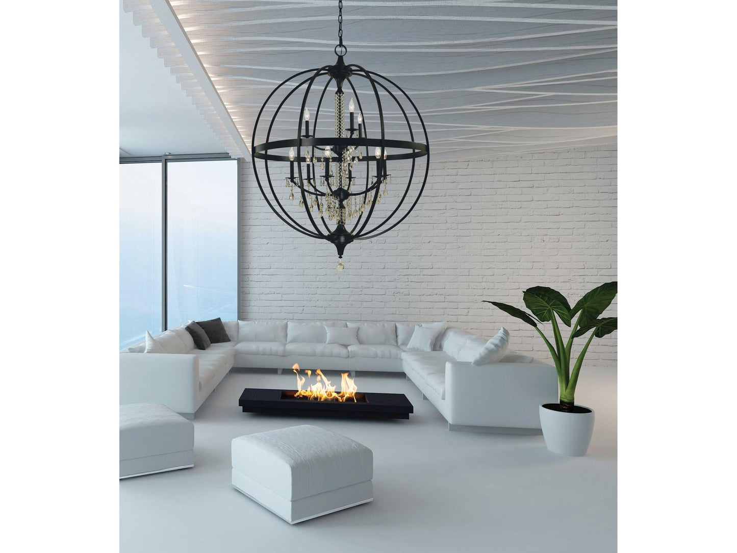 Framburg Olivia 9-Light Crystal Candelabra Chandelier