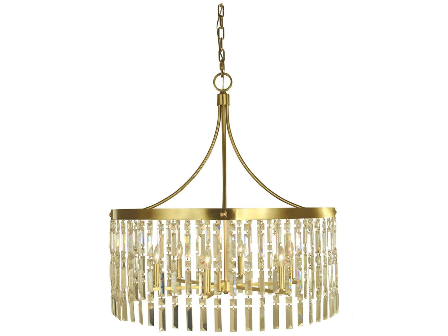 Framburg Holly 6-Light Brushed Brass Drum Chandelier with Crystal Accents