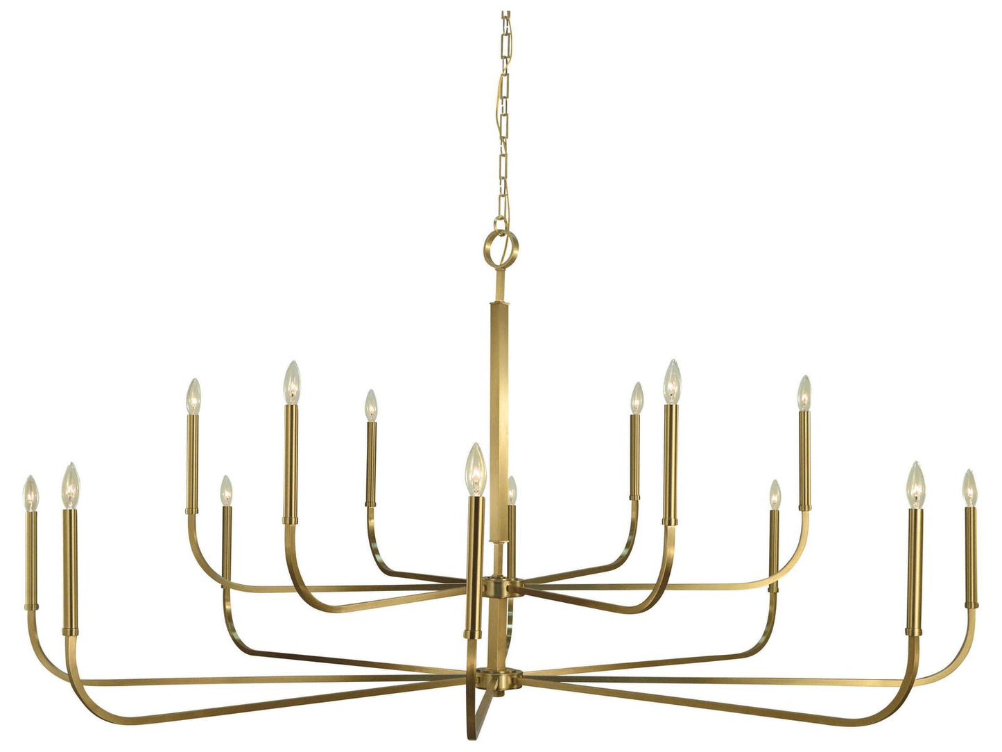 Framburg Manhattan 14-Light Candelabra Tiered Chandelier in Brushed Brass