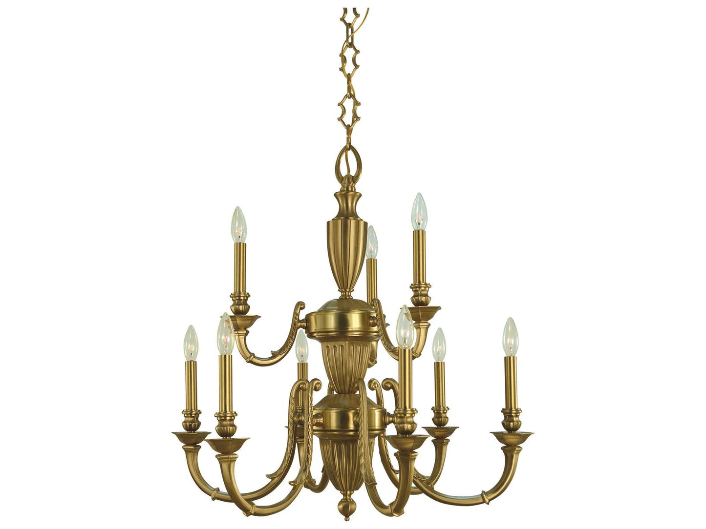 Framburg Wellesley 9-Light Brushed Brass Candelabra Chandelier