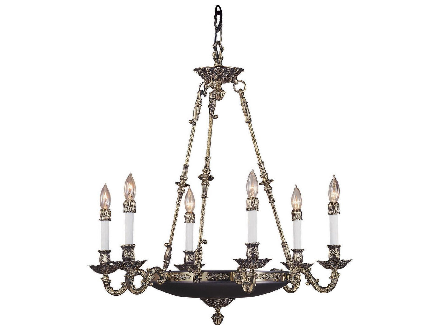 Framburg 6-Light Napoleonic Candelabra Chandelier in French Brass