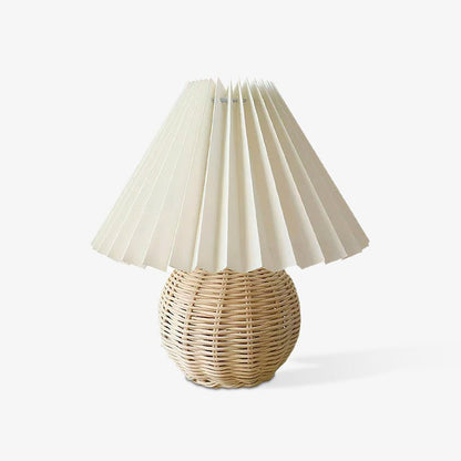 Rattan Pleated Table lamp ∅ 9.4″ x H 11″ / Dia 24cm x H 28cm / White & Nature rattan / USB Plug 灯具