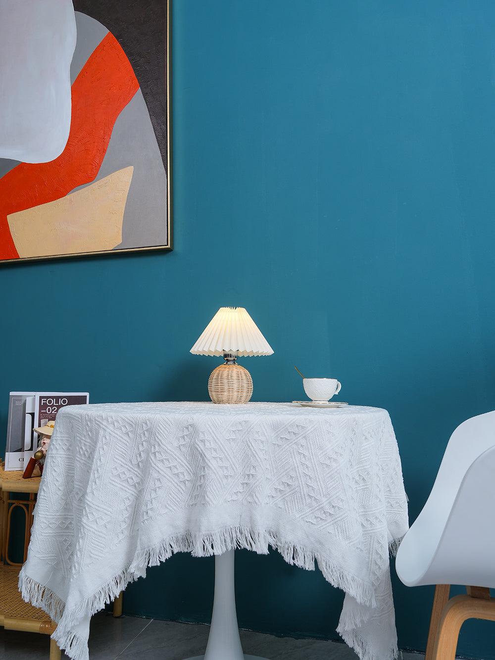 Rattan Pleated Table lamp ∅ 9.4″ x H 11″ / Dia 24cm x H 28cm / White & Nature rattan / USB Plug 灯具